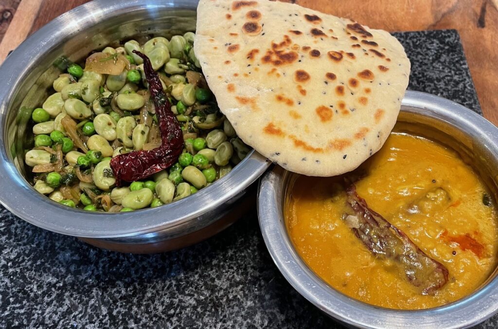 Gujarati bean curry with Dal and Naan by The Spice Route Cookery School